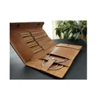 Knitting Needles Leather Roll Knitting Crochet Bag Needles Storage Organizer Sewing Accessories