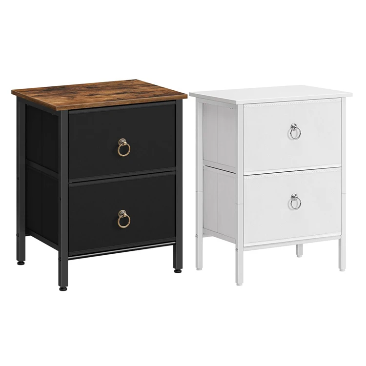 Wholesale Custom Double Drawers Nightstand with 2 Drawers Bedside Tables with Two Drawer for Bedroom