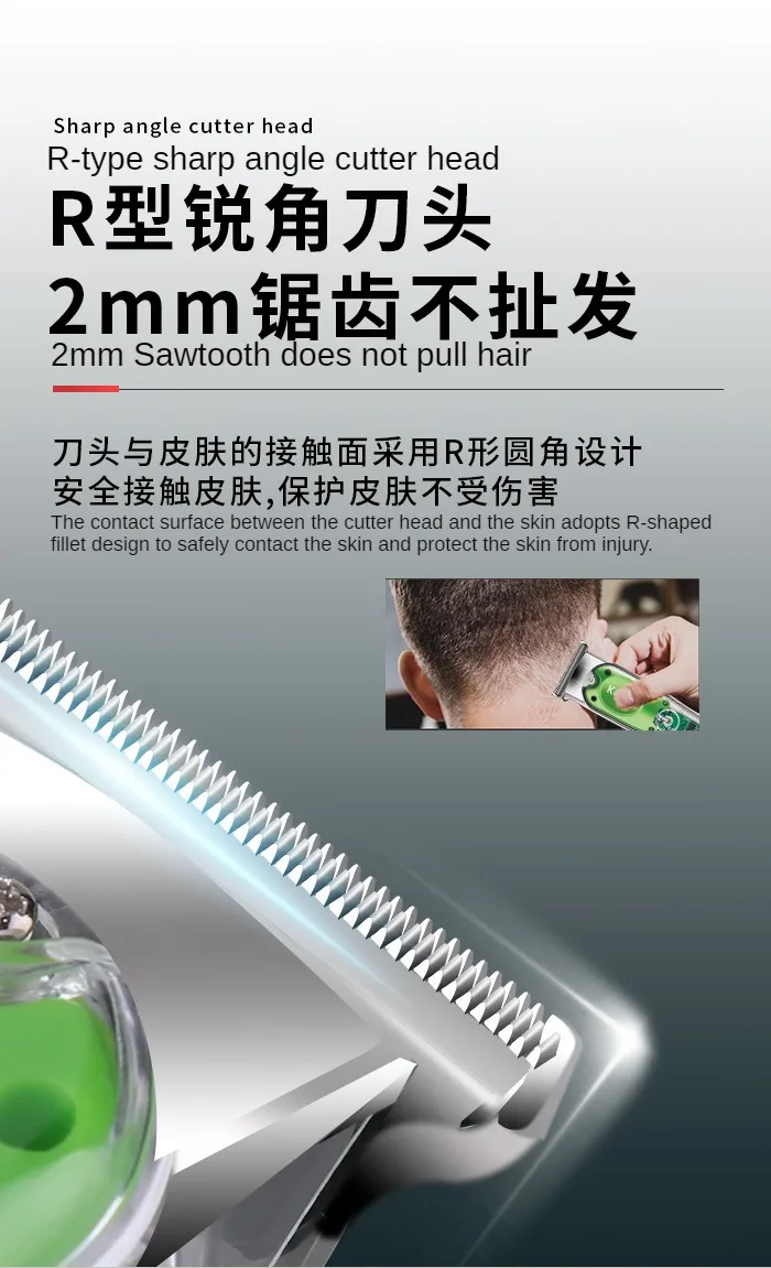 Tondeuse Électrique à Cheveux Sans Fil Kemei KM-322 Professionnelle et Rechargeable par USB avec Corps Transparent, Affichage Numérique LED LCD -5