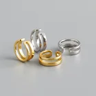 Earring Gold Double Wire Ear Cuff Sterling Silver Cartilage Earring Minimalism Silver 925 Shiny Ear Clip