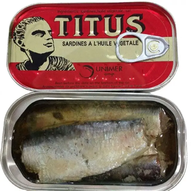 125g*50tins cheap price canned sardine titus fish in vegetable oil