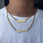 Initial Necklace Hot Sale Stainless Steel Gold Color Initial Letter Old English Font Custom Name Necklace