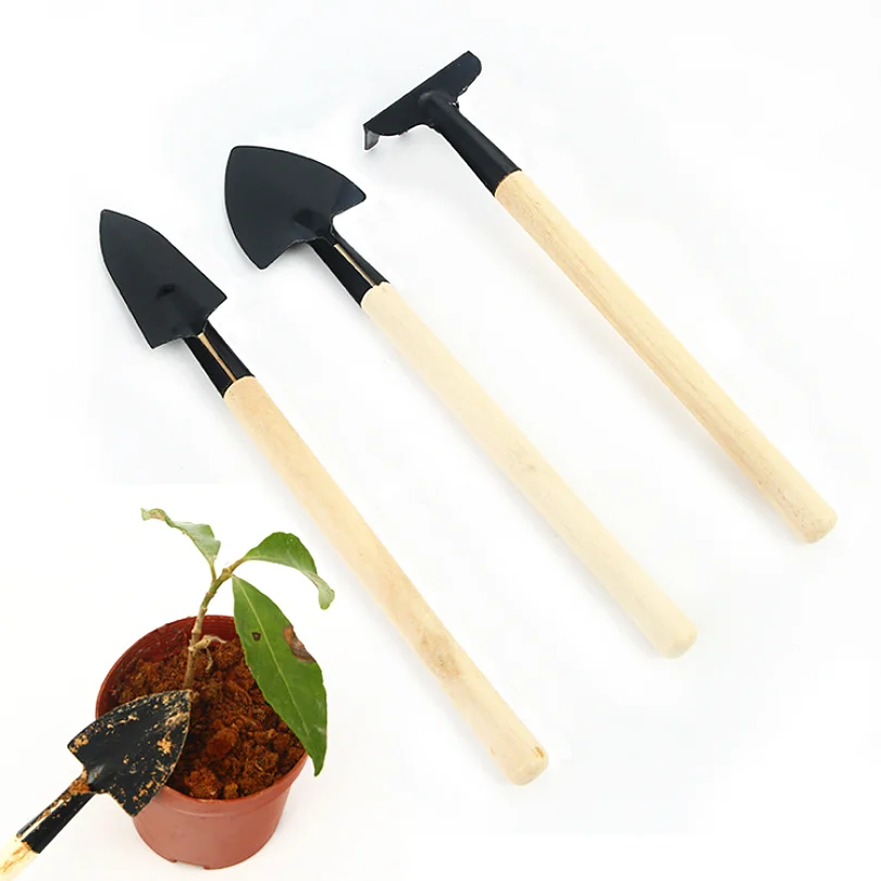 Mini Garden Tool Shovel Rake Spade Garden Bonsai Set Wooden Handle Metal H SM 