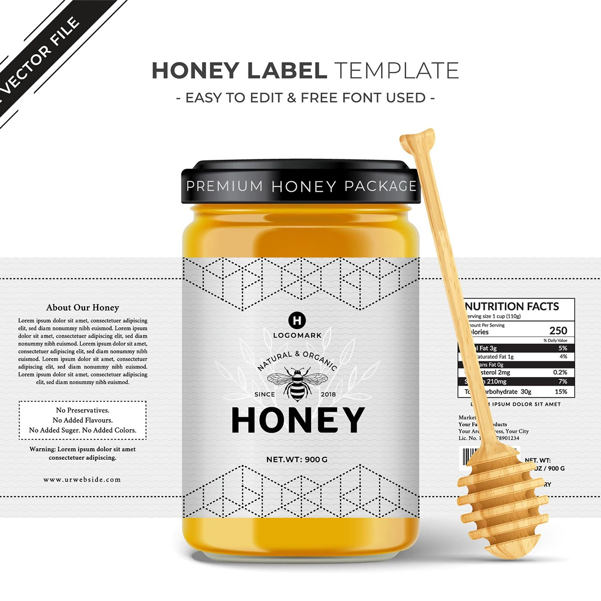 Custom premium gold foil packaging labels printing honey Brand hot stamping stickers seasoning jam label for food jar bottle