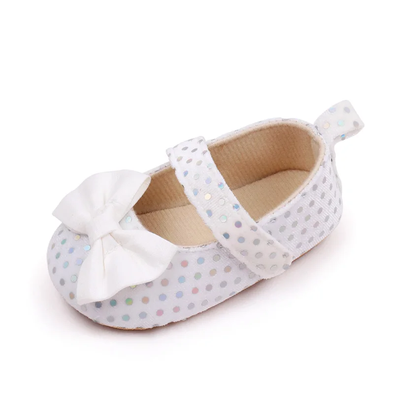 Spring and Summer Suede Polka-dot Bow Soft Soled Non-slip Baby Toddler Shoes for Girls supplier
