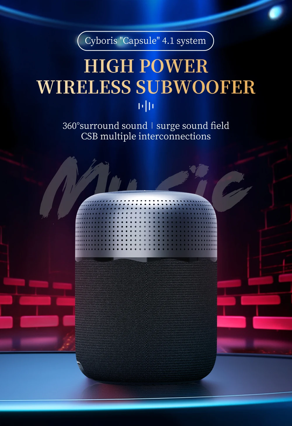 100W Big Power Wireless Speaker,  Portable Speaker Support TWS Surround Stereo Sound Playing for Party Outdoor Camping