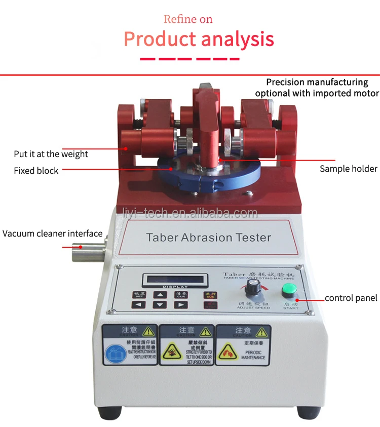 LY Taber Abrasion Tester with 12 Months Warranty ASTM D4060/D4157/D1044 Standard and Test Load 250g-1000g for Fabric Abrasion Testing