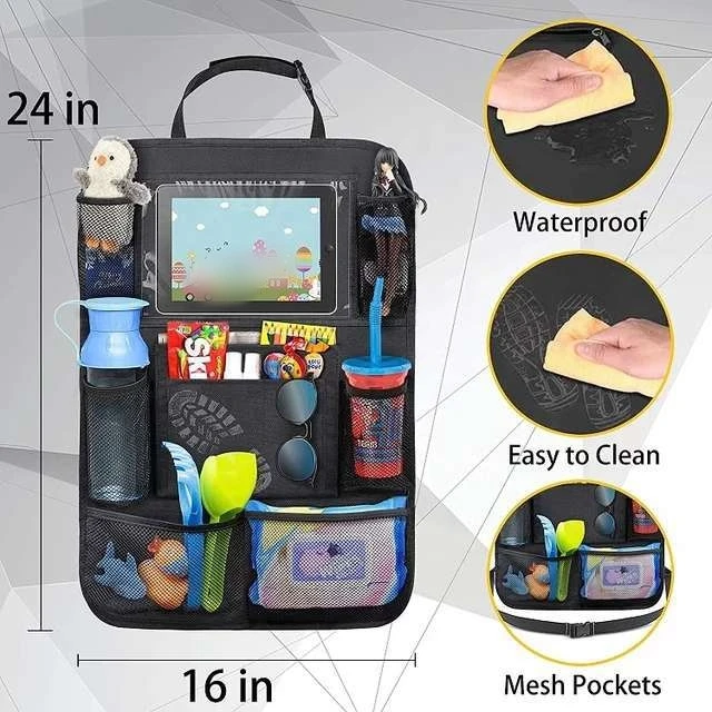 Car Backseat Organizer Waterproof and Durable Car Seat Organizer Kick Mats Muti-Pocket Back Seat Storage Bag