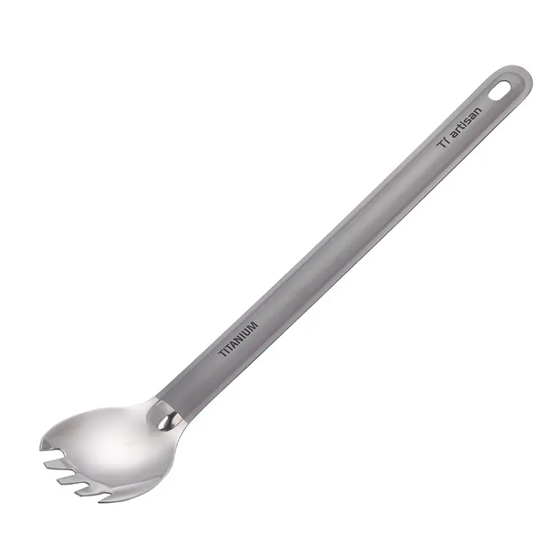 1pc ultralight outdoor camping titanium spork titanium spoon fork silver colorZP 