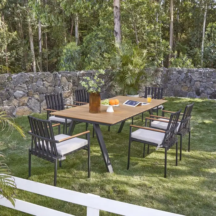 Patio garden set table set teak furniture armchair dining set