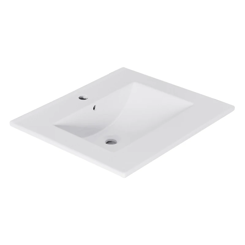 Wholesale 25 Inch Tarpul Hand Wash Basin Modern Design Rectangle White Ceramic Washbasins Porcelain Bathroom Vanity Sink Cabinet factory