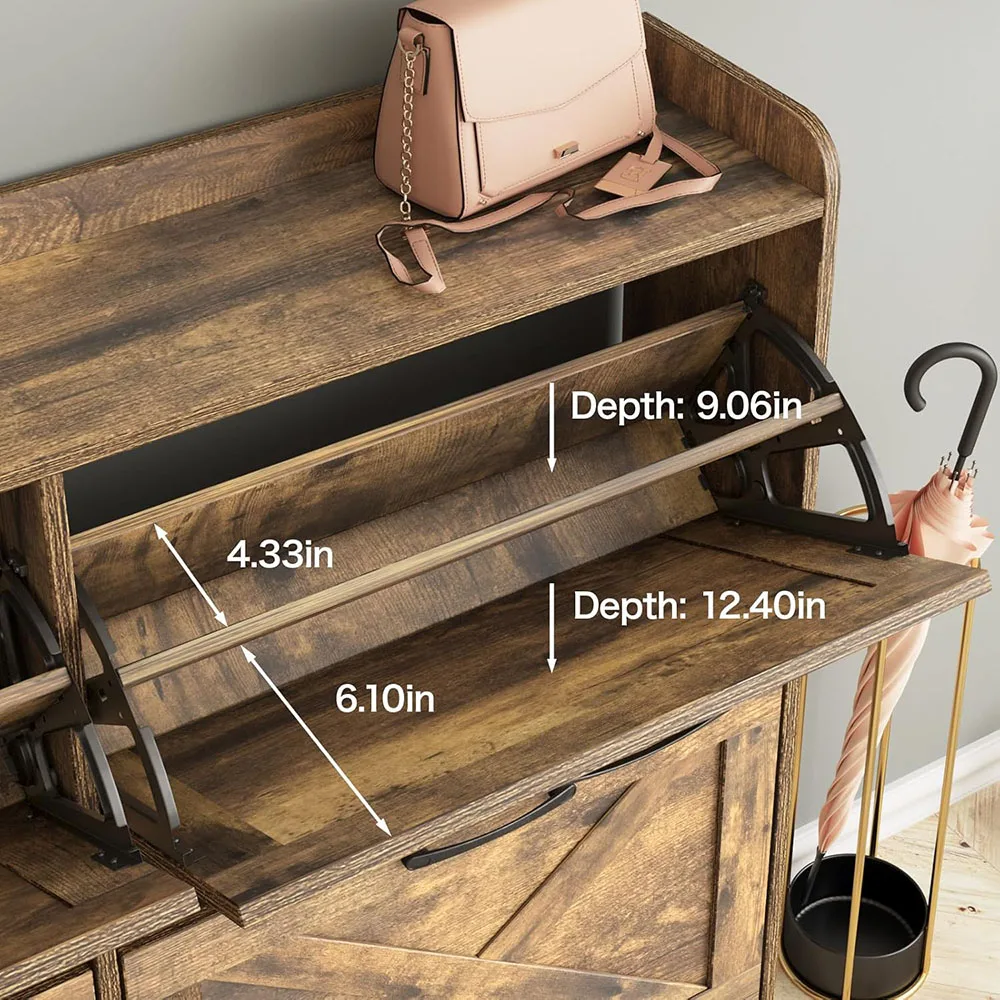 Modern 4-Drawer Freestanding Shoe Cabinet Large Wooden Narrow Shoe Rack with Metal Drawers Bracket factory