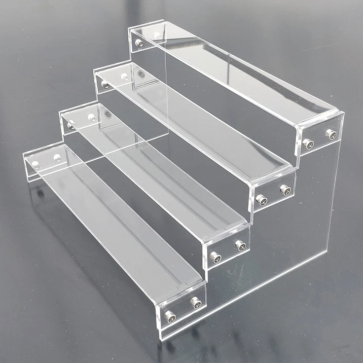 透明3层立管台阶设计用于化妆品和模型的丙烯酸展示架