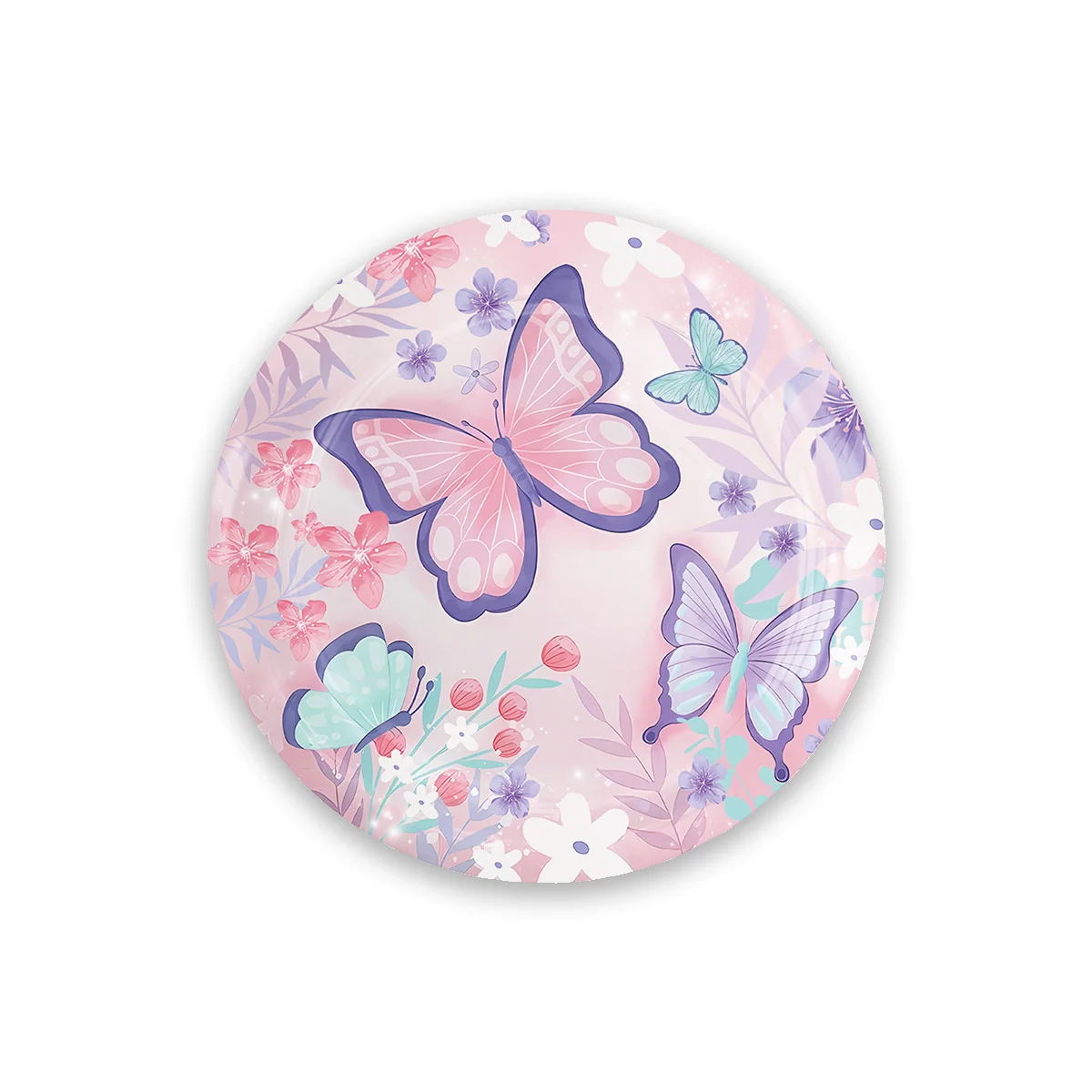 Luxury Custom Printed  Pink Butterfly Theme  Birthday Party Party Disposable Paper Tableware Plates And Cups Set