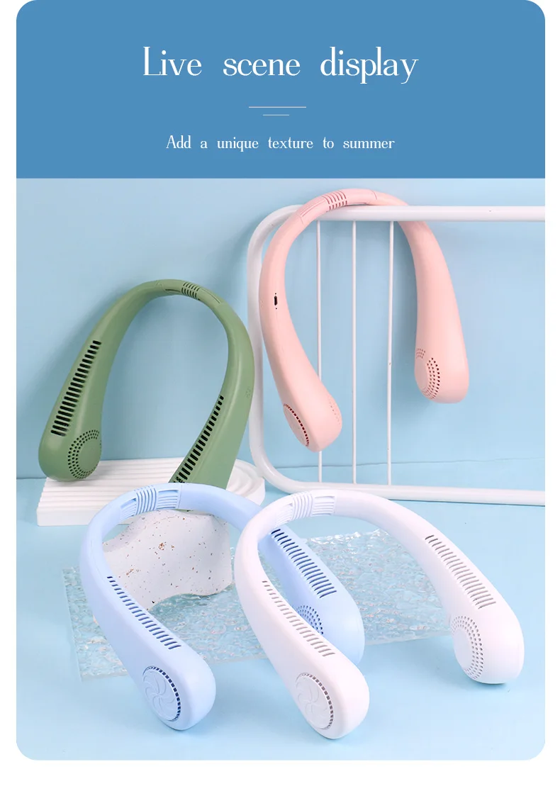 DD5616 Factory Direct Sale USB Charging Wearable Neck Fan 3 Speeds Rechargeable Mini Portable Neck Fan for Outdoor Sports