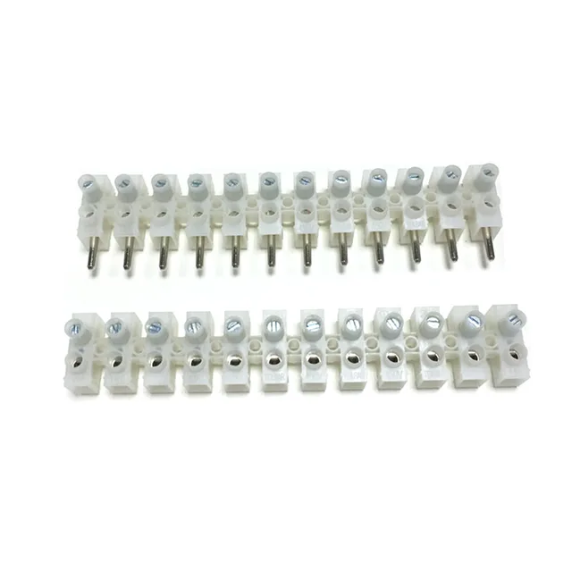 12 Pole Horizontal Mounted Plug In Type Electrical Terminal Strip For Wiring 4mm2