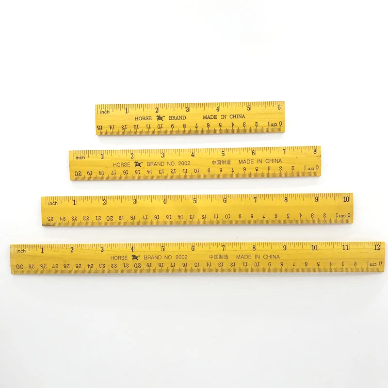 Wholesale Factory Hot Selling Yellow Wood Straight Ruler 15 20 25 30cm Available for School Students