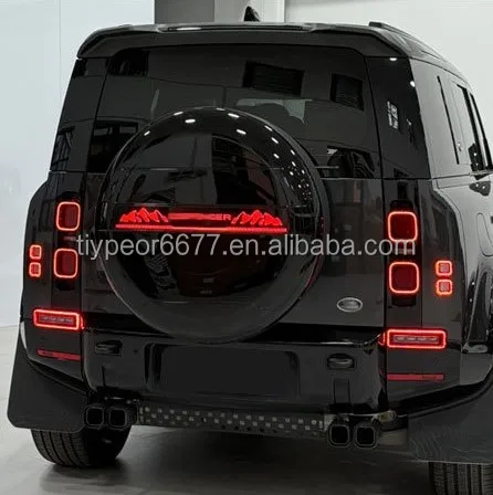 product tiypeor real dry carbon fiber front bumper body kits for land rover defender 2020 2025 auto headlamp frame spoiler side vents-6