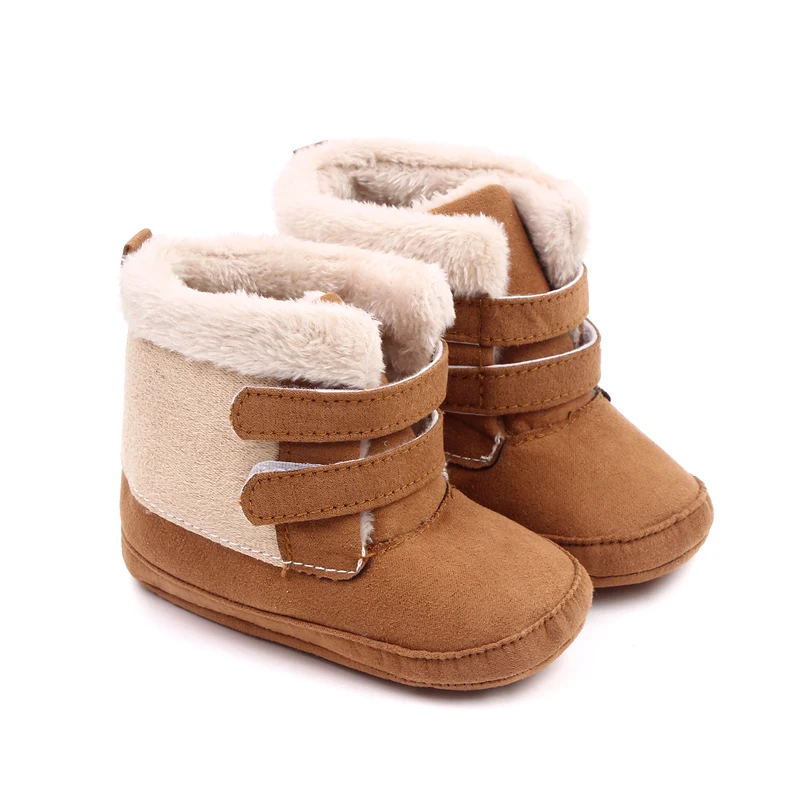 Winter Thick Double Strap Plush High Top Soft Sole Non-slip Baby Warm Toddler Cotton Boots manufacture