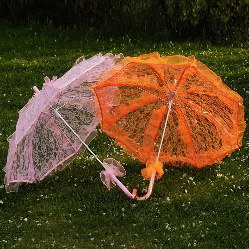 DD1784  Handmade Embroidery Craft Parasol Elegant Dancing Photo Props Wedding Decor Umbrellas Stage Ruffles Lace Bridal Umbrella