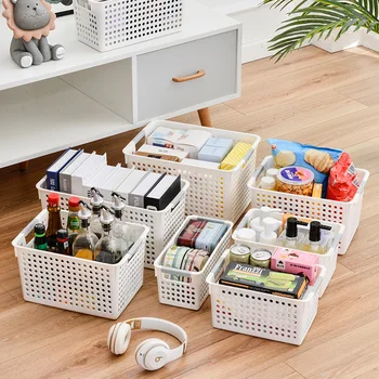 Customizable multi-size acrylic stackable plastic basket storage basket box foldable organization living room storage container