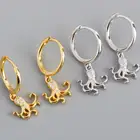 Silver Hoop Earring Crystal 925 Silver Hoop Earring Octopus Shape 1MC Rhodium And Gold Plated Crystal Zircon