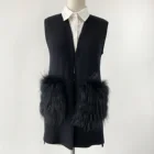 Waistcoat USA Style 2021 Women's Vest With Raccoon Fur Ladies Real Fur Knitted Waistcoat