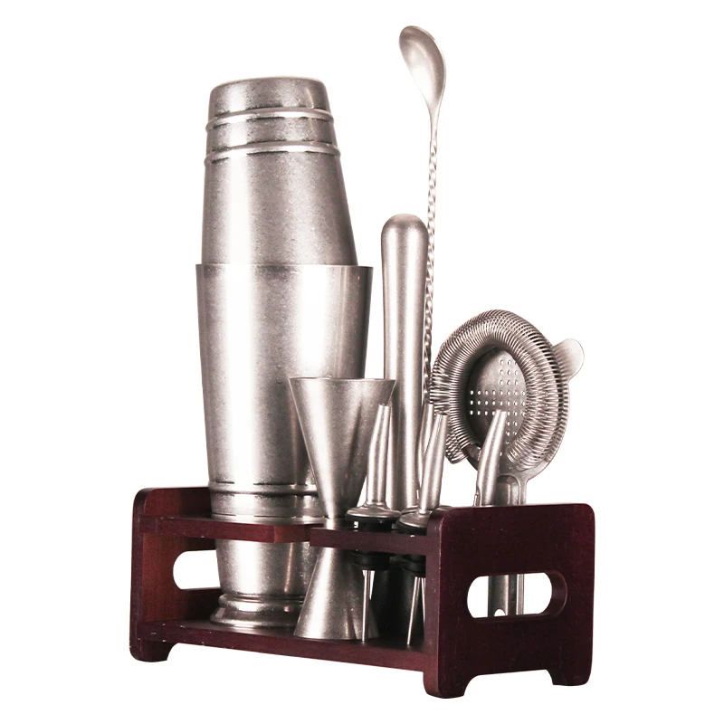steelmaterial:cocktail shaker,muddler,strainer,bar spoon,jigger
