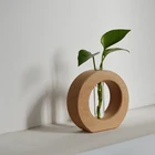 Vase Glass Vase Wooden Stand Flower Pot Hydroponic Plant Home Garden Decoration