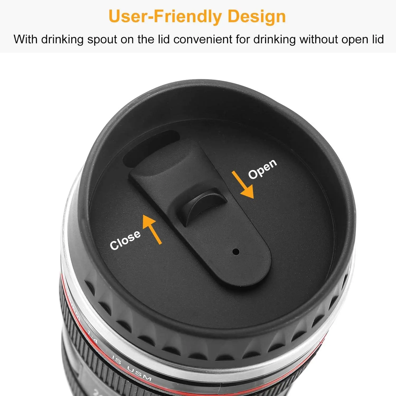 Fancy Free Sample 14oz Stainless Steel Travel Thermos Hot Water Cup Slr Camera Lens Coffee Cup Mug