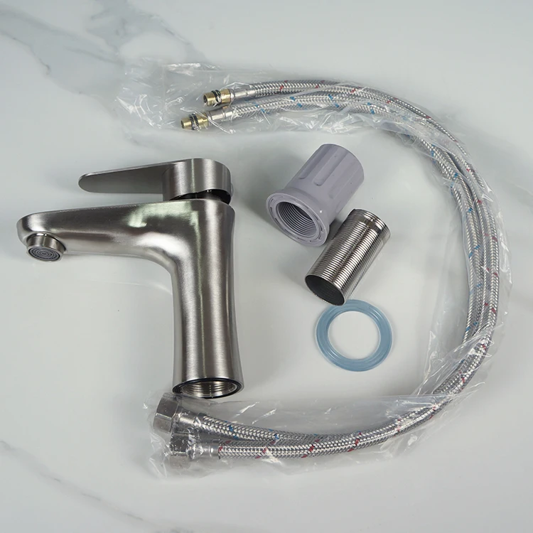 Tarpul Wholesale Brass Bathroom Basin Faucet Stainless Steel Hot Cold Water Tap Single Kitchen Bathtub Faucet Washroom Use supplier