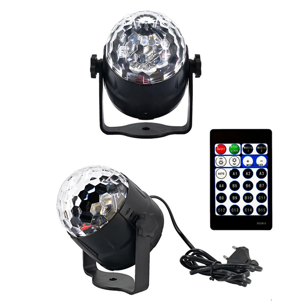 15 Color Small Magic Ball Stage Light LED Remote Control Mini RGB Party Boundi Flash Seven Color Rotating Projection Light