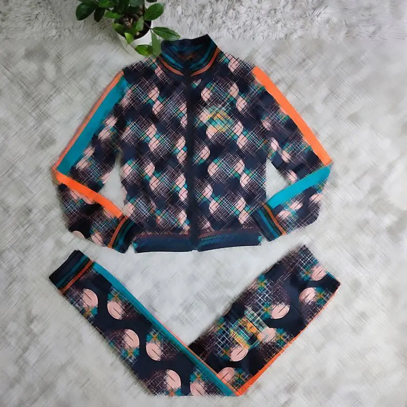 2023 Autumn Temperament designer womens clothing Fashion Casual Print Two Piece Set  with 5 Colors in Stock