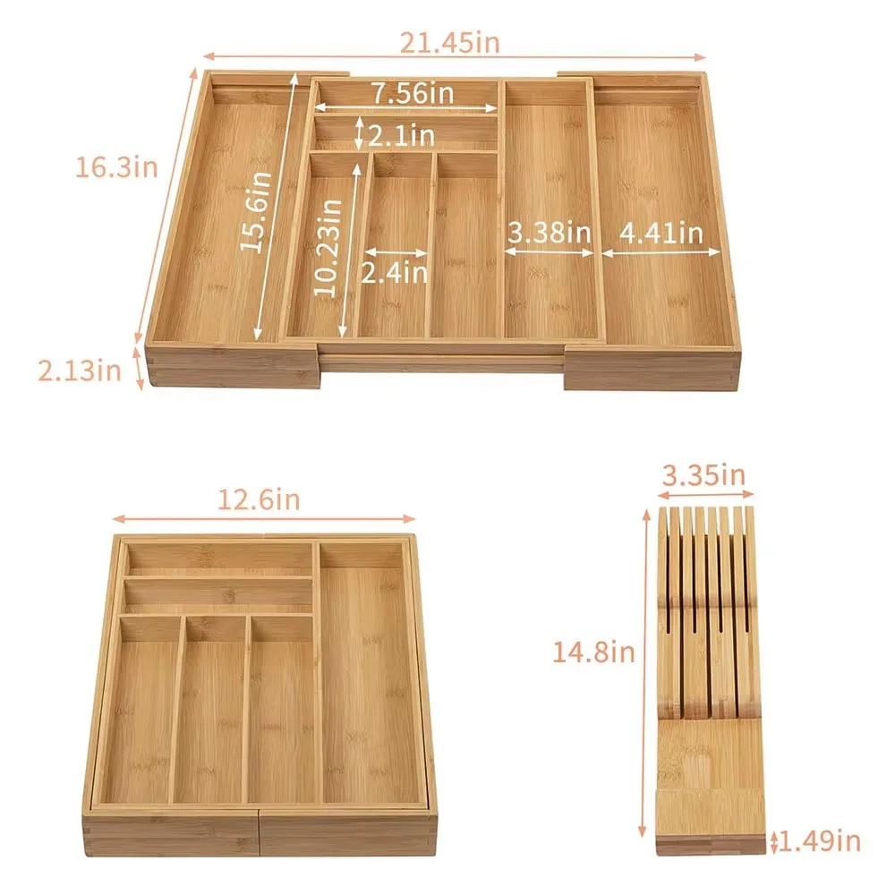 product five colors expandable cutlery rack tray cutlery drawer organizer adjustable wooden drawer organizer separate storage kitchen-4