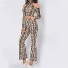 Snake Print 2021 Wholesale New 2-piece Snake Print Print Jumpsuit Women's Wide-leg Pants Sexy Two-piece Costume