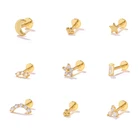 ROXI Wholesale 16G Simple Glossy S925 Sterling Silver Flat Back Thread Piercing Cartilage Stud Earrings