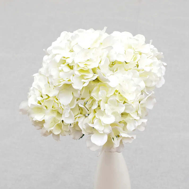 White color real touch 5 Heads faux hydrangea flowers for home wedding decoration silk hydrangea flowers