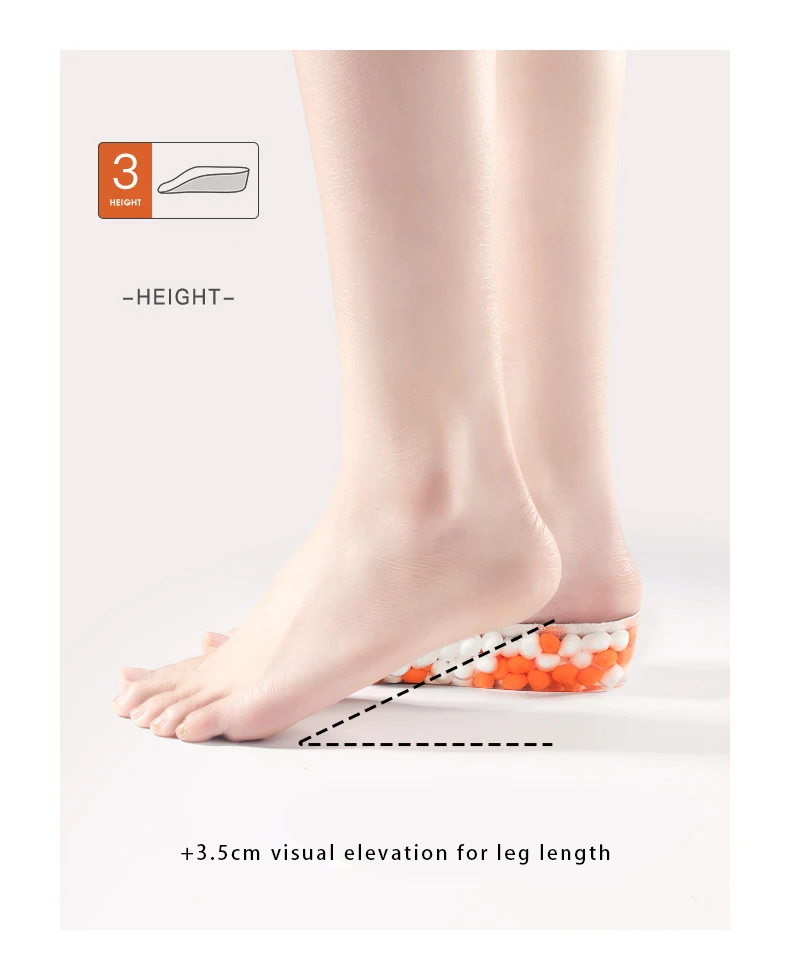 Popcorn PU Height Increase Insoles Arch Support Shoe Pads Popcorn PU Height Increase Insoles Arch Support Shoe Pads