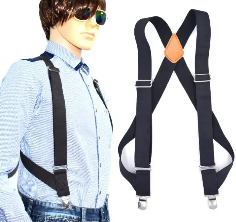Elastic adjustable trouser braces Mens suspenders Unisex accessories Accessori Cinture e bretelle Bretelle Vintage suspenders with clips Elastic trouser braces 