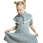 Gray Color Preppy Style Warm Winter Sweater Dress Fashion Comfortable Kids Dresses