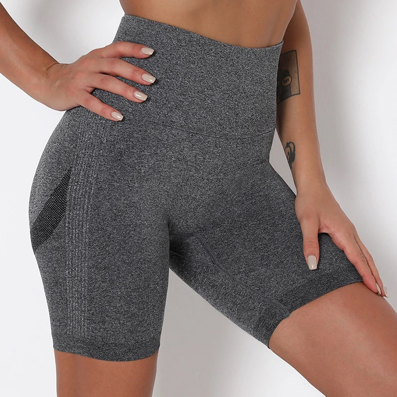 Wholesale Custom Fitness Seamless Tummy Control Sports High Waisted Gym Yoga Biker Shorts For Women