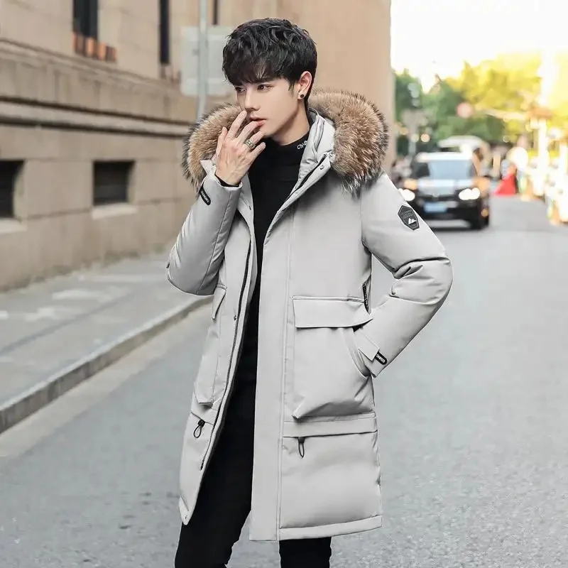 Men's Hooded Winter Coat Warm Puffer Jacket Thicken Cotton Coat with Removable Hood