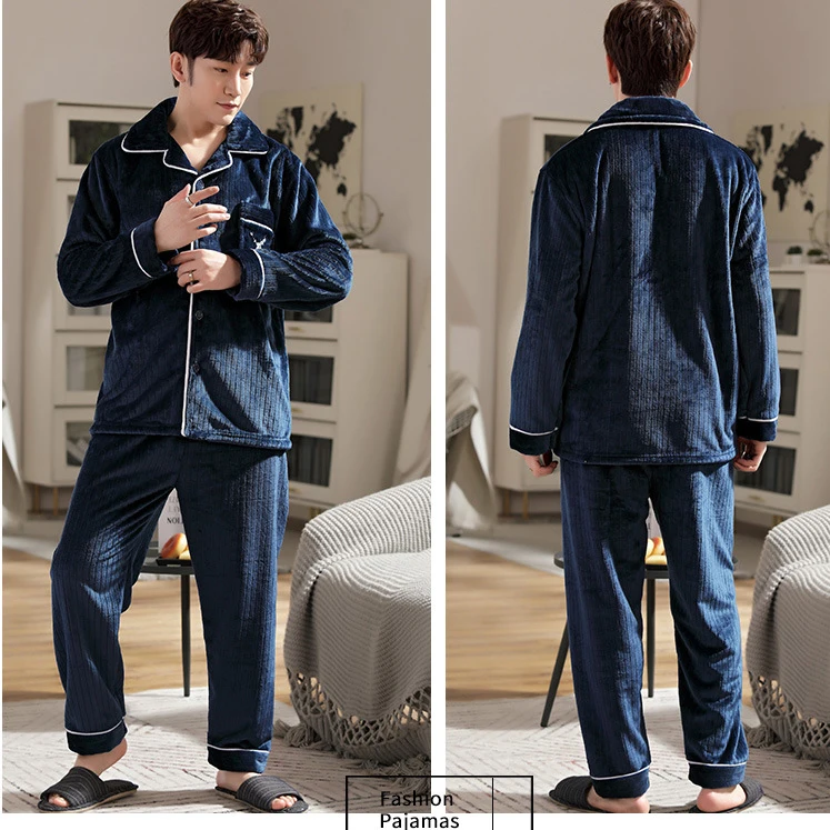 Qwzndzgr Men's Long Sleeve Pajama Sets