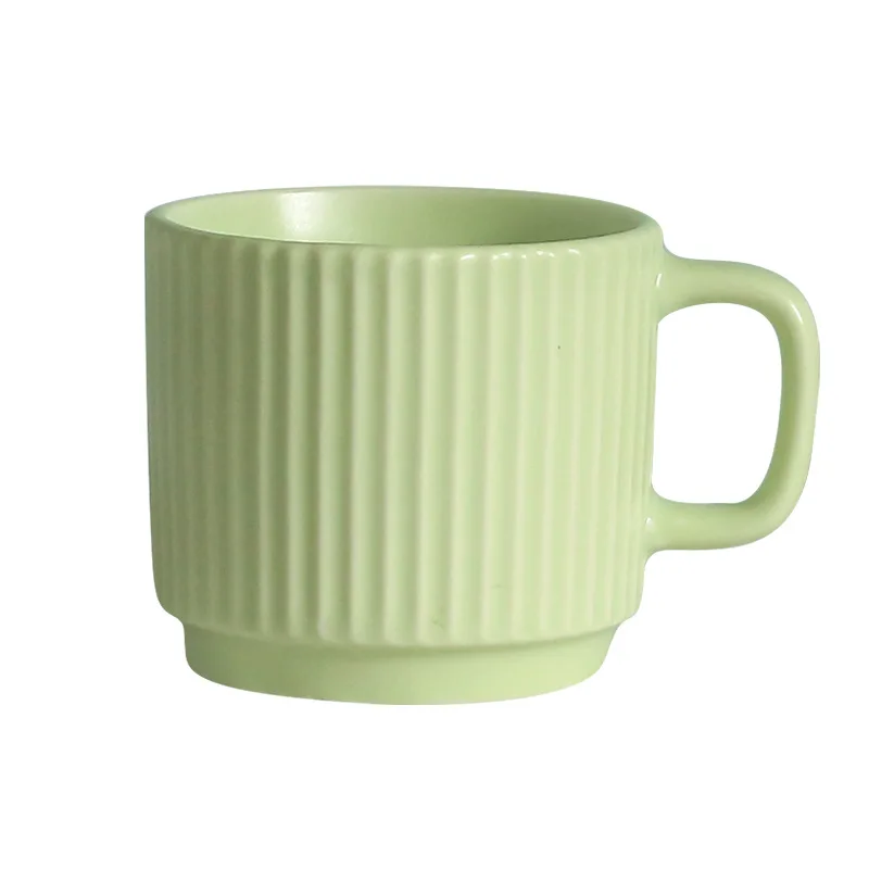 wholesale 2024 ins 260ml simple striped ceramic mug with gift coffee cup campaign promotional mug