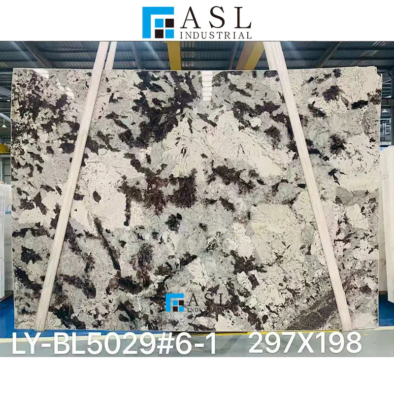 Brazilian stone exquisite white quartzite and ceramic tile wall kitchen countertop project for sale