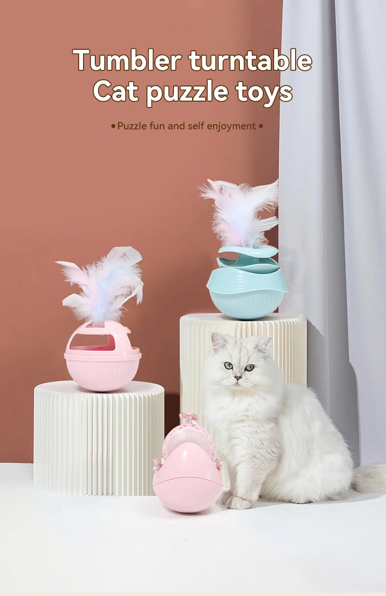 Pet Supplies Tumbler Cat Feather Toys with Bell Ball Teasing Cat Toys Self-help Interactive Cat Tumbler Toys details