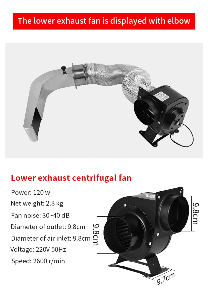 Centrifugal Fan, 220V/110V, 90W, Inline, BBQ - detail 16