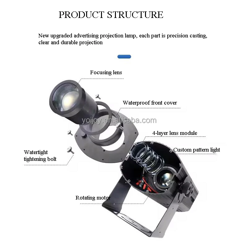 Yoijoys HD&Bright Commercial Advertising Light Water Wave Effect Logo Gobo Projection Lamp Outdoor LED Projector Light Remote