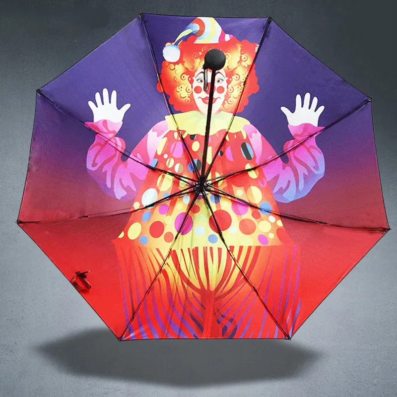 DD1211  Portable Big Inner Full Print Umbrellas UV Protect Sun Block Rain ultraviolet-proof Vinyl Parasol 3 Folding Umbrella