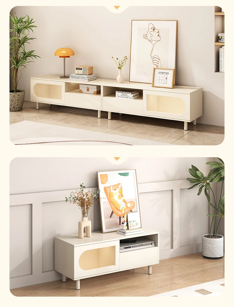 Nordic Multifunctional Square White Wooden Living Room Furniture TV Stand and Coffee Table